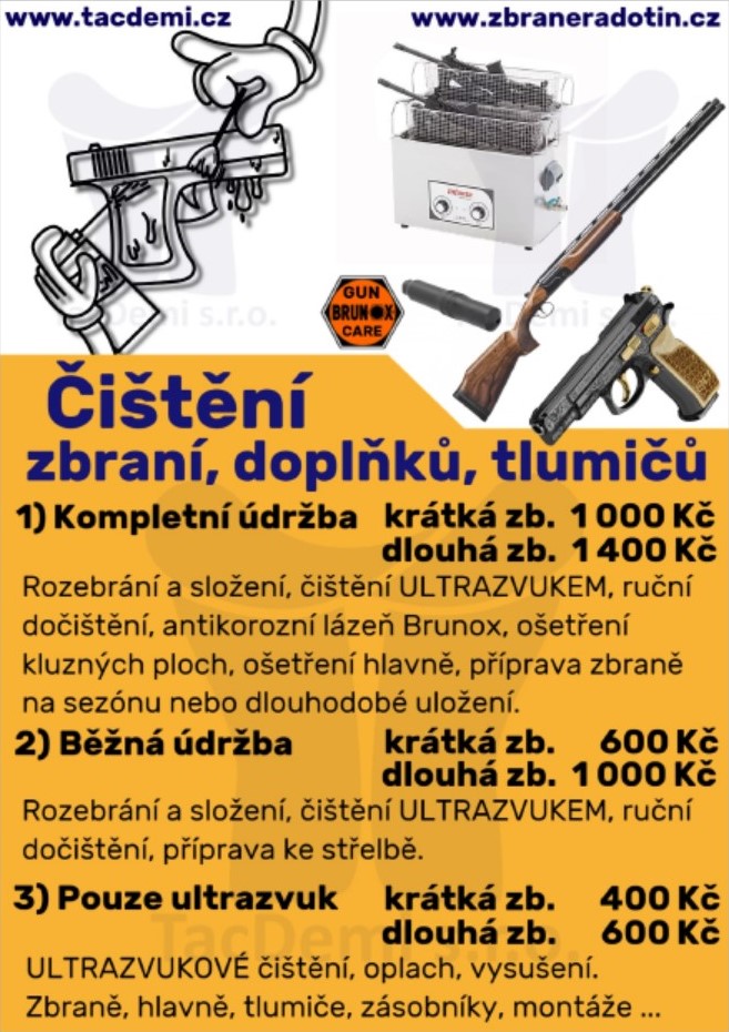 Čištění zbraní a doplňků - pouze ultrazvuk