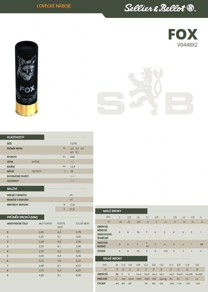 Brokové náboje Sellier & Bellot FOX 12/76