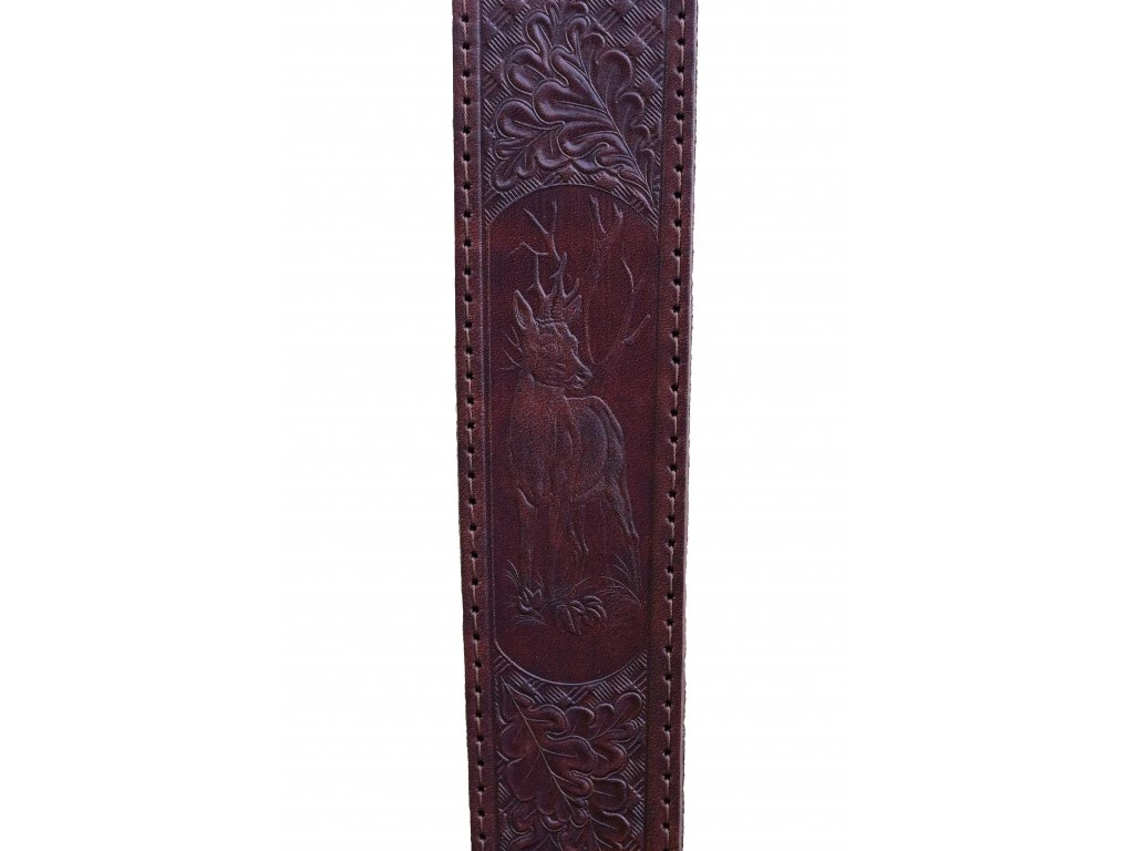 Exkluzivní kožený řemen na zbraň s ražbou motivů zvěře podšitý protiskluzovou gumou