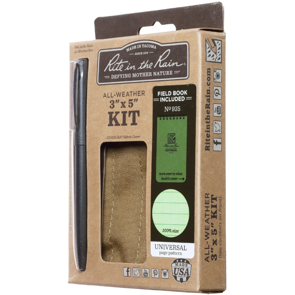 Rite in the Rain voděodolná sada 8 × 13 cm – zápisník, obal a pero