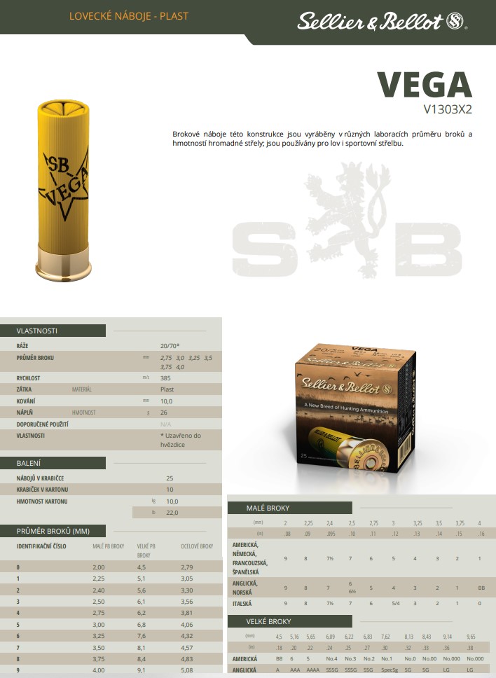 Brokové náboje Sellier & Bellot VEGA, 20/70