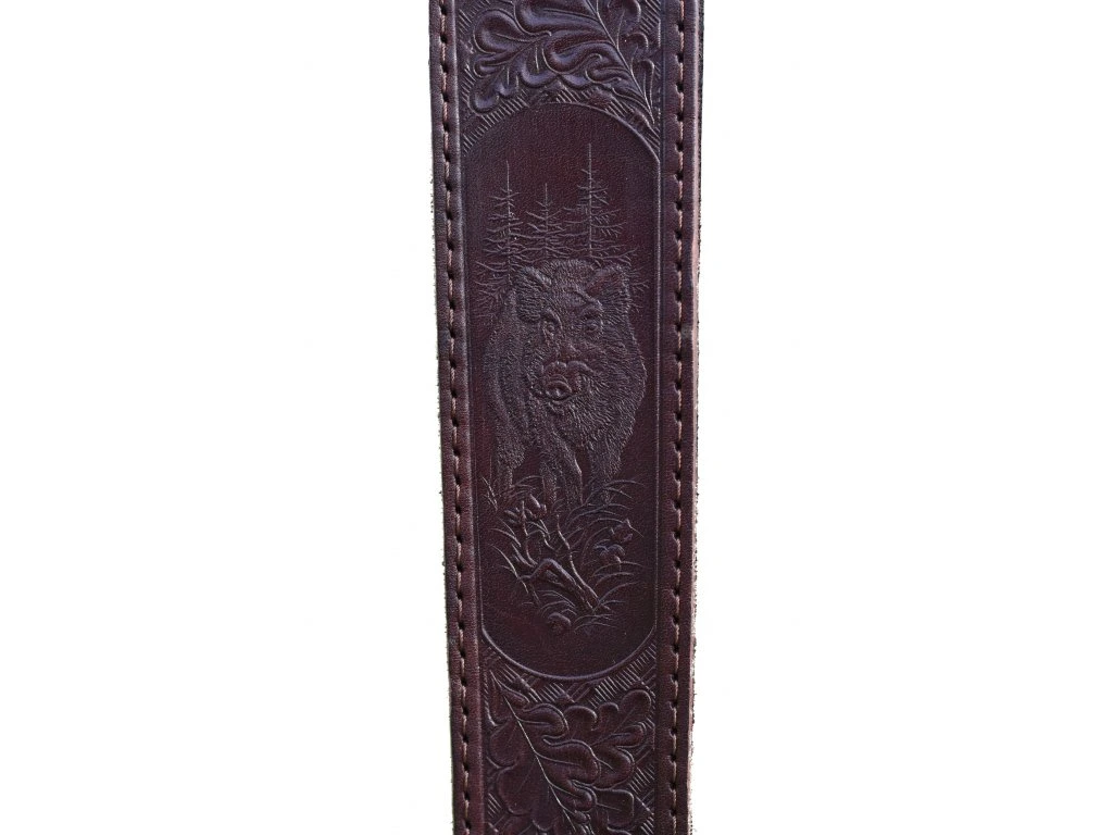 Exkluzivní kožený řemen na zbraň s ražbou motivů zvěře podšitý protiskluzovou gumou