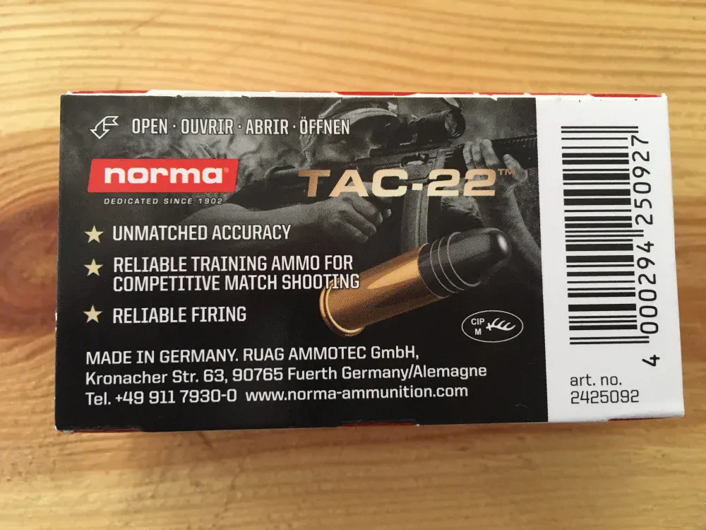 Malorážkové střelivo .22 LR Norma TAC-22