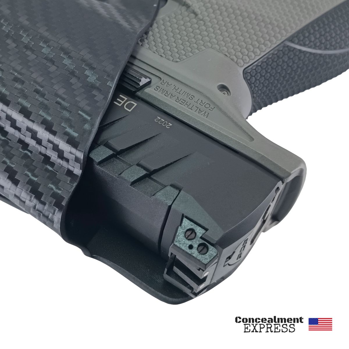 Opaskové pouzdro WALTHER PDP 4,5" OWB SC KYDEX CARBON, PÁDLO, PRAVÉ, CONCEALMENT EXPRESS