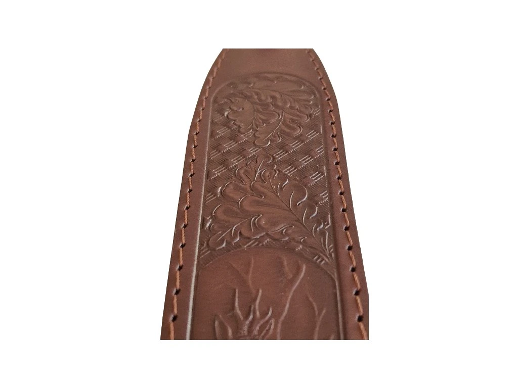 Exkluzivní kožený řemen na zbraň s ražbou motivů zvěře podšitý protiskluzovou gumou