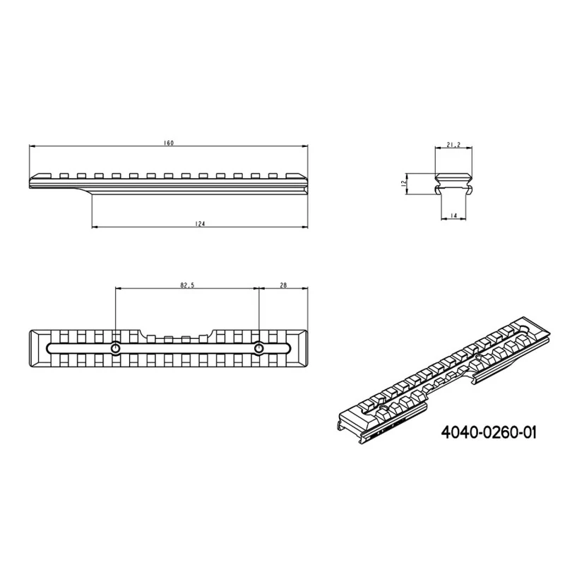 Weaver - picatinny lišta pro ZBROJ BRNO ZKM 451 odlehčená, ocelová