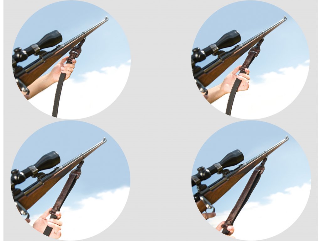 Kožený stahovací řemen na zbraň podšitý protiskluzovou gumou