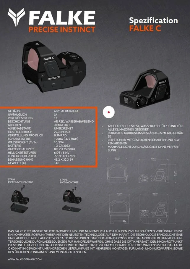 Kolimátor Falke C Reddot