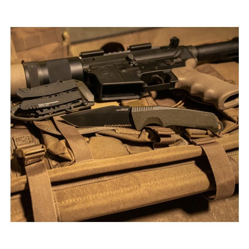 Pevný nůž SOG Trident FX - OD Green - Partailly Serr