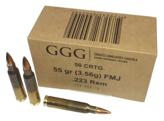 Puškové náboje GGG .223 Rem. FMJ 3,6 g / 55 grs