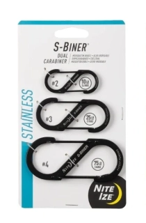 Nite Ize S-Biner Stainless Steel Ocelová oboustranná karabina - COMBO 3 pack černá
