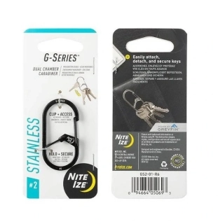 Nite Ize G-series ocelová dvoukomorová karabina - černá - velikost 2