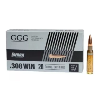 Puškové náboje GGG .308 Win Sierra HPBT 11,34 g / 175 grs