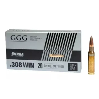 Puškové náboje GGG .308 Win Sierra HPBT 12,31 g / 190 grs