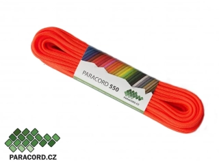 PARACORD 550 TYP III. - svazek 10 metrů - NEON ORANŽOVÁ