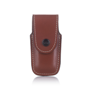 Classic úzké kožené opaskové pouzdro pro nůž / multitool s klopou na druk